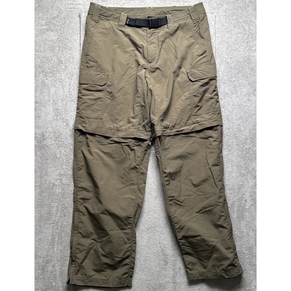 Eddie Bauer Men's Olive Green Convertible Cargo Hiking Pants 36x32 Nylon Outdoor - Picture 1 of 11
